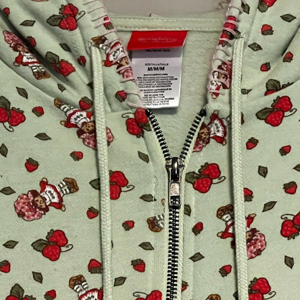 Strawberry Shortcake Cropped Full Zip Hoodie Light Green Size M - Picture 9 of 13